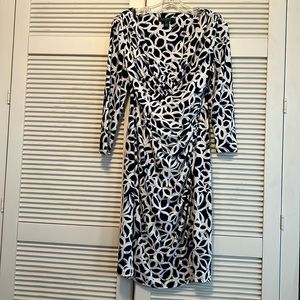 LAUREN RALPH LAUREN Ruched Faux Wrap Dress